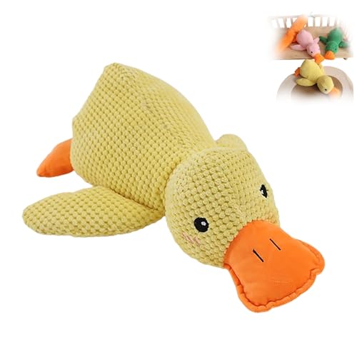 BOSONS The Mellow Dog Calming Duck Dog Toy, 2024 New Stuffed Duck Dog Toy, Cutated Calming Pillow for Dogs, Cute No Stuffing Duck with Soft Squeaker, Dog Stuffed Animals Chew Toy (Yellow) von BOSONS