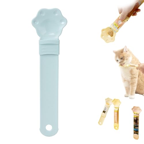 Happy Spoon for Cats, Happy Spoon Cat Treat Feeder, Cat Wet Treat Squeeze Treat Spoon, Multi Functional Pet Spoons Cat Feeder (Blue) von BOSONS