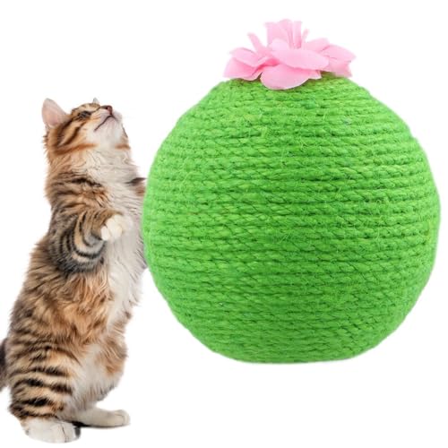 BOSREROY Interaktives Katzenspielzeug Haustier Sisal Kratzball Indoor Natürliche Kratzkugel für Katzen Training Aktivität Haustier Spielzeug mit Stabiler Basis von BOSREROY