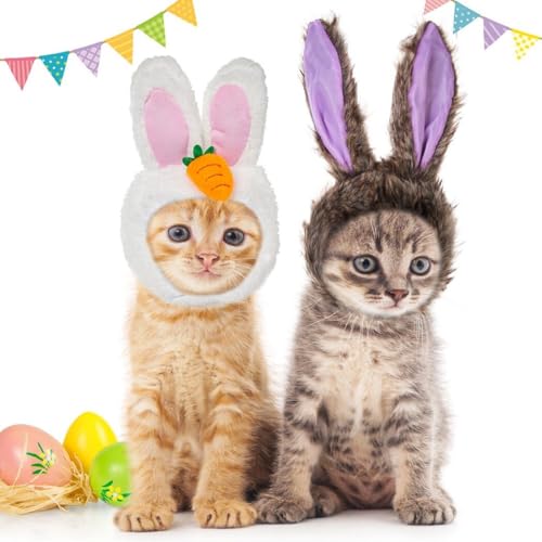 BOSREROY Weiche Plüsch-Hasenohren und Rettichmütze, Duo für Katzen/kleine Hunde, perfekt für Ostern und Partyspaß von BOSREROY