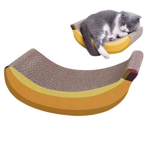 Tragbare leichte Kratzunterlage Bett, Bananen-Kätzchen-Design, Papp-Kratzer, wendbar, lustige Katze von BOSREROY