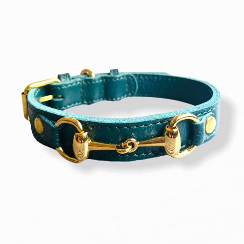 Princess Grace Hundehalsband, Hunde Halsband, Leder, handgefertigt, dunkles Wald (XS) von BOSS DOG DODO