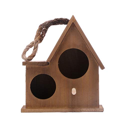 Vogelkäfige,Vogelkäfige Doppelloch Vogelnest Papagei Warme Zuchtbox Massivholz Inkubator Hängender Vogelkäfig Haustier Kleines Haus Vogelkäfig Vogelkäfig Tragbar (Color : Yellow, Size : Small) ( Color von BOSUGE