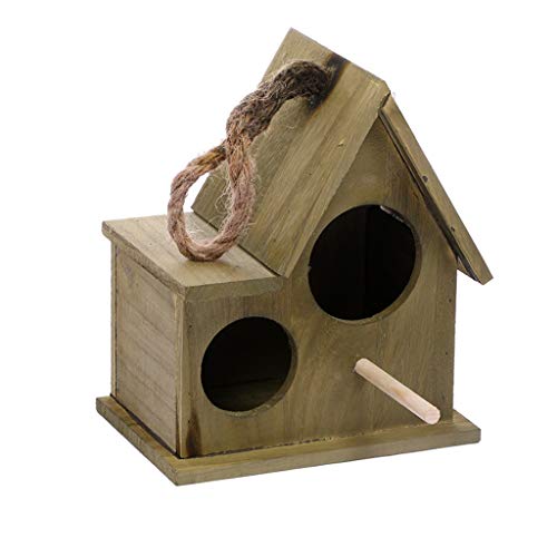 Vogelkäfige,Vogelkäfige Doppelloch Vogelnest Papagei Warme Zuchtbox Massivholz Inkubator Hängender Vogelkäfig Haustier Kleines Haus Vogelkäfig Vogelkäfig Tragbar (Color : Yellow, Size : Small) ( Color von BOSUGE