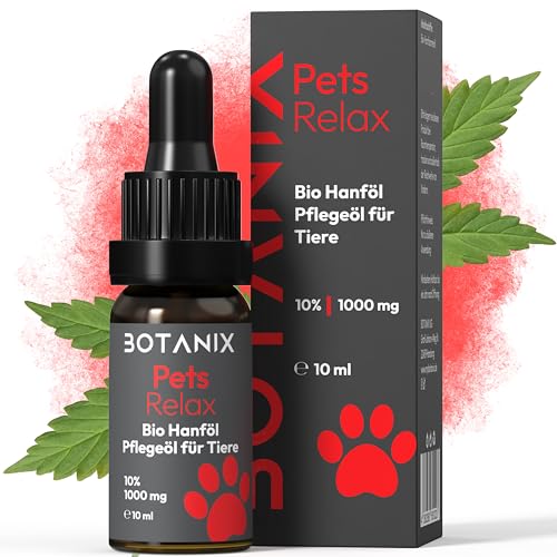 Botanix Hanföl Hund & Katzen 10% – Bio Hanföltropfen für Hunde & Katzen – Beruhigungsmittel für & Entspannung bei Angst oder Stress von BOTANIX