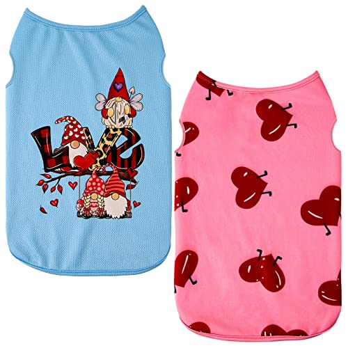 2er-Pack Valentinstag-Hundehemd – Lustiges Hunde-T-Shirt mit Liebesdruck, Welpenkleidung für Weihnachtsfeiern (Klein, Pink3+Blau) von BOTEWO