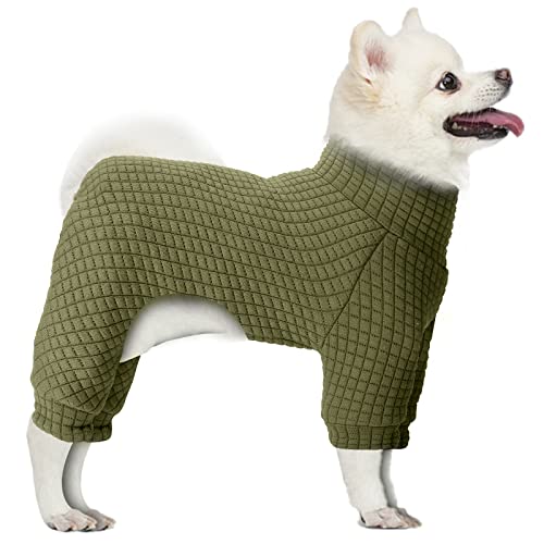 Hundepullover mit Rollkragen, gestrickt, für Welpen, Thermo-Hunde, Winterkleidung (klein, grün) von BOTEWO
