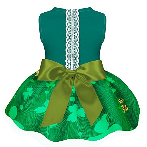 St Patrick's Day Hundekleid – Urlaubs-Hundekleid Hundekleidung Schleife Welpen Festival Röcke für kleine Hunde Katzen (XS, grün) von BOTEWO