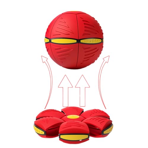 BOTIZR Flying Saucer Ball für Hunde, Haustierspielzeug, interaktive fliegende Untertasse, Hundespielzeug, tragbar, Outdoor-Hof, Hundespielzeug, perfekter Hunde-Ball (rot) von BOTIZR