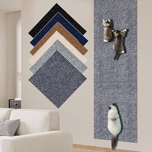 DIY Trimmbarer Selbstklebend Kratzteppich Katzen Wand Cat Scratching Mat Kratzmatte Katze Katzenkratzbretter Kratzschutz Für Die Couch Teppich Matte Pad Katzenkratzbretter (Color : Khaki, Size : 40* von BOTIZR