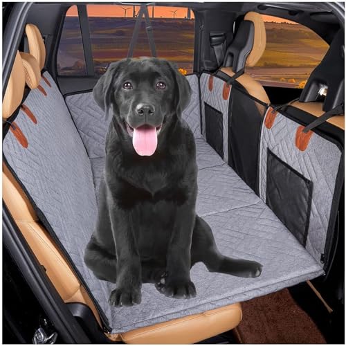 Dog Car Seat Extender - Foldable Hard Bottom Hammock, Waterproof, Dual-Layer Non-Slip, with Mesh Window & Storage Pockets(Color:Gray) von BOTIZR