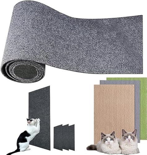 Katzenkratzbretter Katzenkratzmatten, rutschfest Sisal Katzenteppiche Zuschneidbare Größe Selbstklebende Kratzmöbelschutz Teppich Für Wand Sofa Möbel Tür Kratzschutz (Color : Light Gray1, Size : 60* von BOTIZR