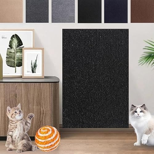 Kratzbaum for Katzen, mit Teppich überzogen, zuschneidbares, selbstklebendes Katzenkratzpad, Kratzbaumregale, Ersatzteile, Matte for Couch-Bodenschutz (Color : Black, Size : 30 * 100cm) von BOTIZR