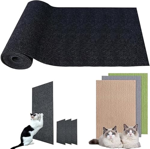 Selbstklebendes Kratzbrett für Katzen, Katzenkratzmatte, Kratzmatte Katze, Anti-Kratzer, DIY zuschneidbare Teppichmatte, Katzenkratzbretter, Katzenteppich zum Kratzen (Farbe: Schwarz, Größe: 3 von BOTIZR