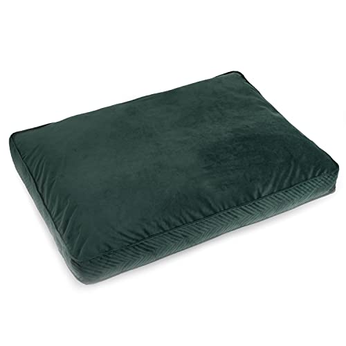 BOUTIQUE ZOO Exclusiv Hundebett | Hundekissen mit Memory Schaum | Hundematte für mitllere Hunde | Waschbar Hundeliege | Wildlederimitat | Große M: 50 x 65 cm | Farbe: Grün Velvet von BOUTIQUE ZOO