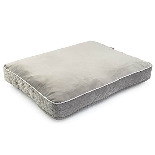 BOUTIQUE ZOO Exclusiv Hundebett | Hundekissen mit Memory Schaum | Hundematte für mitllere und Grosse Hunde | Waschbar Hundeliege | Wildlederimitat | Große L: 60 x 80 cm | Farbe: Grau (Velvet) von BOUTIQUE ZOO