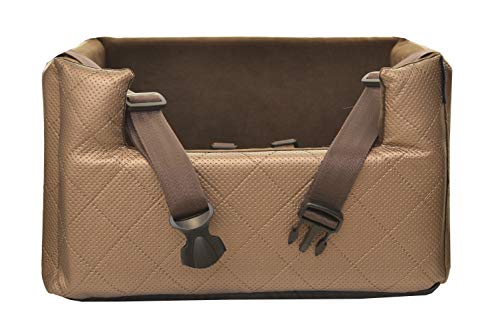 Exclusive Hunde Autositz | Autositz für Hunde, Katzen, Haustier | Rückbank, Beifahrersitz | Hundebett, Hundetasche | Kunstleder | Farbe: Metallic Braun | Große: M (47x40 cm) von BOUTIQUE ZOO