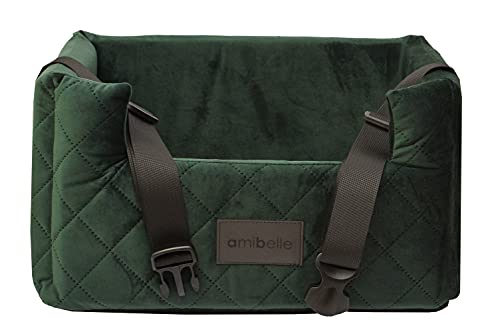 Exclusive Hunde Autositz | Autositz für Hunde, Katzen, Haustier | Rückbank, Beifahrersitz | Hundebett, Hundetasche | Wildlederimitat, Velvet | Farbe: Grün | Große: L (57x50 cm) von BOUTIQUE ZOO