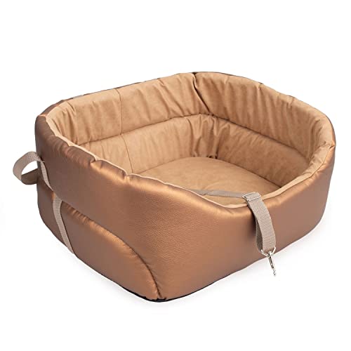 BOUTIQUE ZOO Hunde Autositz Universal Waschbar Abriebfest, Autositz Hund für Vordersitz, Beifahrersitz, Rückbank, Hundebett Hundetasche, L: 56 cm x 48 cm, Gold - Metallic von BOUTIQUE ZOO