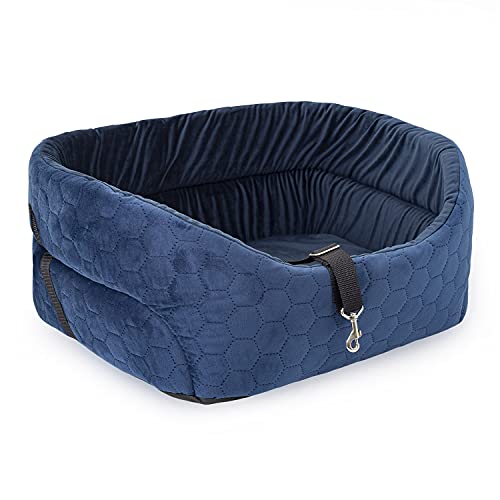 BOUTIQUE ZOO Hunde Autositz Universal Waschbar Abriebfest, Autositz Hund für Vordersitz, Beifahrersitz, Rückbank, Hundebett Hundetasche, M: 51 cm x 40 cm, Blau - Wildlederimitat von BOUTIQUE ZOO