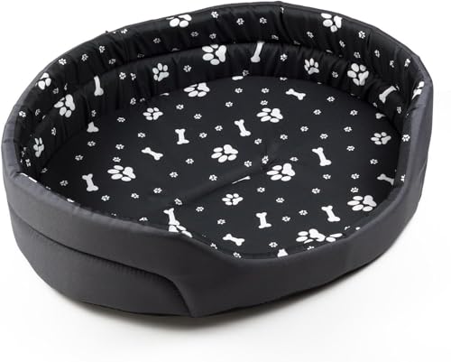 BOUTIQUE ZOO Hundebett, Sofa für kleine/mittlere/große Hunde, bequemes und waschbares Hundekissen, strapazierfähig und Kratzfest, L: 76 x 67 cm, Grau-Schwarz mit Weiss Muster von BOUTIQUE ZOO