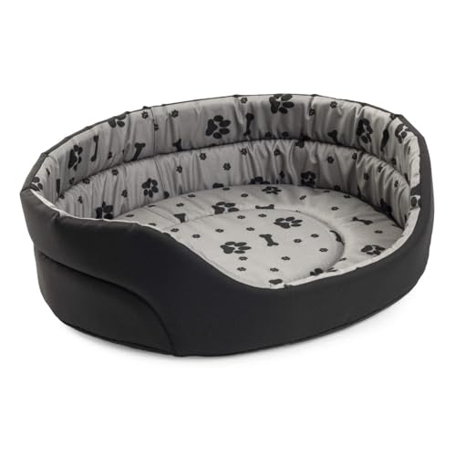 BOUTIQUE ZOO Hundebett, Sofa für kleine/mittlere/große Hunde, bequemes und waschbares Hundekissen, strapazierfähig und Kratzfest, L: 76 x 67 cm, Schwarz mit Grau Muster von BOUTIQUE ZOO