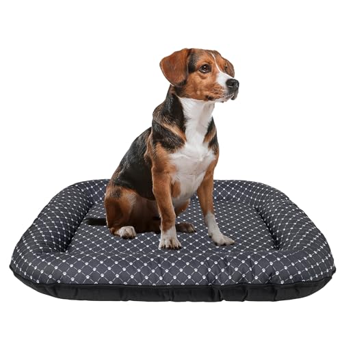 BOUTIQUE ZOO Hundebett - Wasserfest, Waschbar Hundematte aus Codura | In & Outdoor für große Hunde | Farbe: Schwarz/Muster: Pfoten, Größe XL: 105 x 85 cm von BOUTIQUE ZOO