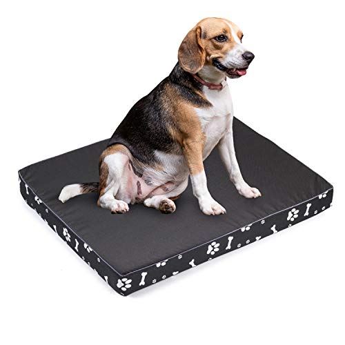 BOUTIQUE ZOO Hundematratze für Hunde | XL: 120 x 100 x 6 cm | Hundesofa Hundekissen Hundematte für groß und klein | Codurastoff | Elegant | Waschbar | Farbe: Schwarz mit Muster von BOUTIQUE ZOO