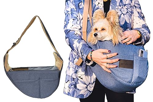 BOUTIQUE ZOO Hundetasche, Welpentasche - bis 6 kg - Tragetasche für kleinen Hund, Welpen, Katze | Farbe: Denim von BOUTIQUE ZOO