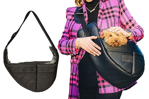 BOUTIQUE ZOO Hundetasche, Welpentasche - bis 6 kg - Tragetasche für kleinen Hund, Welpen, Katze | Farbe: Schwarz von BOUTIQUE ZOO