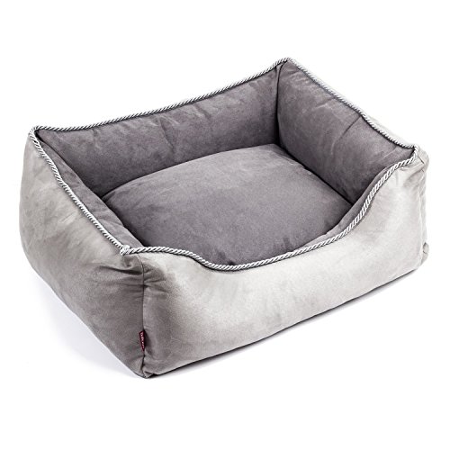 BOUTIQUE ZOO Premium Hundebett | Größe L: 87 x 76 x 20 cm | Bett für Hunde | Hundesofa, Hundekissen, Hundeliege | abwaschbar Hundekorb | Farbe: Grau von BOUTIQUE ZOO