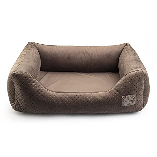 BOUTIQUE ZOO Exclusive Hundebett | Hundeliege, Hundekörbchen mit Kissen | Hundesofa für große Hunde | Große: XL - 100 x 79 x 22 cm | Farbe: Velvet Braun von BOUTIQUE ZOO