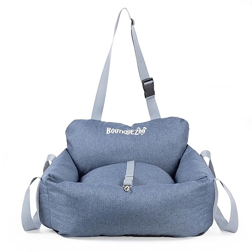 Luxuriös Hunde Auto Sitz | Autositz für Hunde, Rückbank, Vordersitz | Universal Waschbar Hundeautositz für Hunde und Katzen | Polyester | Große: 55 x 65 cm | Farbe: Jeans von BOUTIQUE ZOO