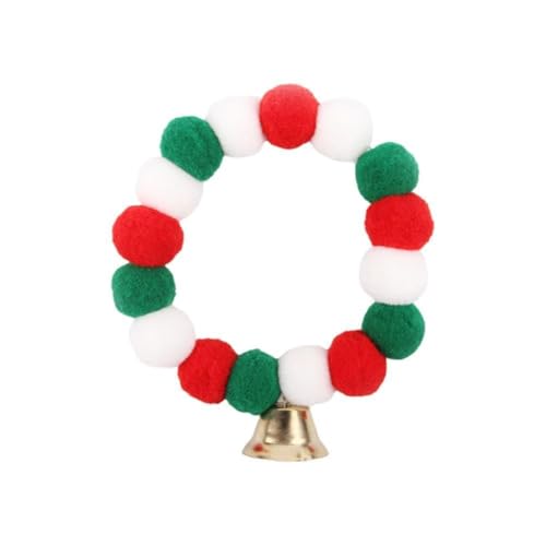 B9c8 Hundehalsband mit Haarball-Motiv, zum Aufhängen, elastisch, Weihnachtszubehör, Glöckchen, mehrfarbig von BOWTONG