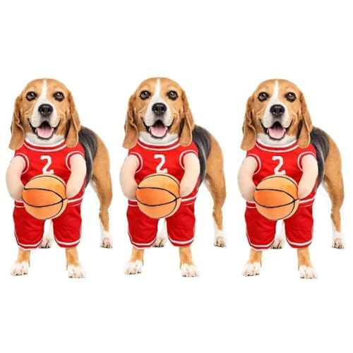 BOWTONG Hunde-Basketballkostüm, Kleidung, Hunde-Basketball-Kostüm, Halloween-Kostüm, Ballspieler mit Hunde-Basketball von BOWTONG