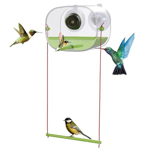 BOWTONG Kolibri-Futterstation mit Kamera, Fenster-Vogelfutterstation, Kolibri-Futterspender für den Außenbereich, HD-Kamera, WLAN, Nachtversion, 1080P von BOWTONG