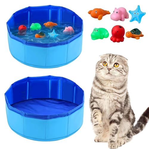 BOWTONG Pool-Spielzeug mit Fisch-Wasser-Spielzeug, tragbares Pool-Spielzeug, interaktives Spielzeug für Katzen, zum Spielen, um Spielzeug für allein gelangweilt zu werden von BOWTONG
