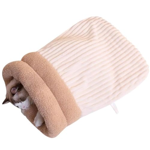 BOWTONG Warmer Winterschlafsack, weiches Plüschbett, bequemes Haustierbett für Katzen, Zubehör, Tunnelnest, Kätzchen, kleine E0C9 Hunde von BOWTONG