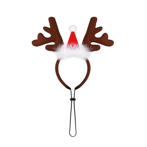 BOWTONG Weihnachtsdekoration, Haustier-Kopfbedeckungen, Party-Dressups, Zubehör, Hut-Stirnbänder, Haustier-Weihnachtsmann, R1p6 Geweih-Stirnbänder, von BOWTONG