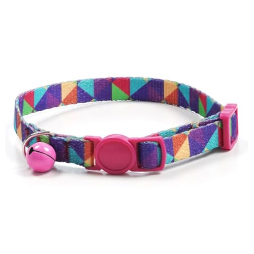 Bunt bedrucktes Halsband für Welpen, verstellbares Halsband, Geschirr, niedliches Muster, Halsband, Glocken mit Hundebedarf, Haustierbedarf, D8 x 4 von BOWTONG