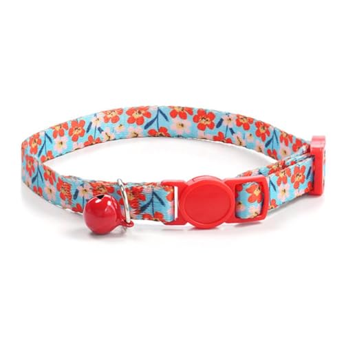 Bunt bedrucktes Halsband für Welpen, verstellbares Halsband, Geschirr, niedliches Muster, Haustierglocken, Zubehör, D8 x 4 mit Hund von BOWTONG