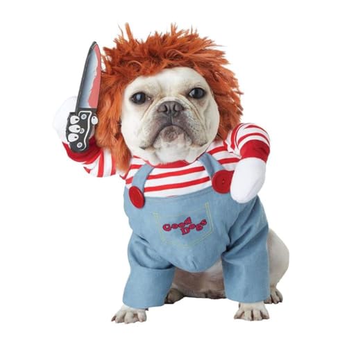 Halloween-Hundekostüm, lustige Haustierkleidung, verstellbar, Cosplay-Kostüm-Set, Bulldogge, Mops, groß, für mittelgroße und Halloween-Kostüme, Löwenbär, Halloween-Jumpsuits, Perücke, Cosplay von BOWTONG