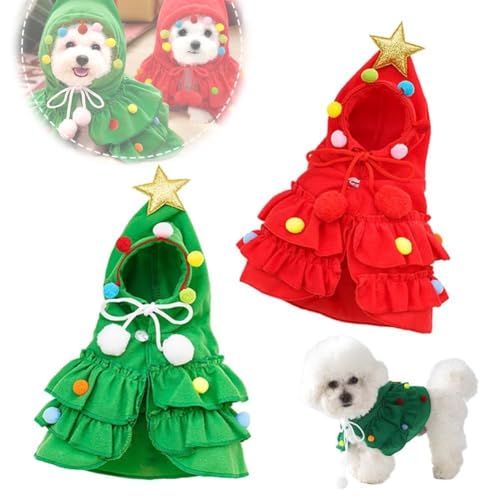 Haustier-Weihnachtsmann-Outfit mit Kapuze, Umhang für Welpen, ausgefallenes Geschenk für Hunde von BOWTONG