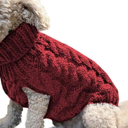 Hundepullover für kleine Hunde, Winter, warm, Rollkragen, Strickweste, Welpenmantel, Kleidung, Haustierpullover I5g8 von BOWTONG