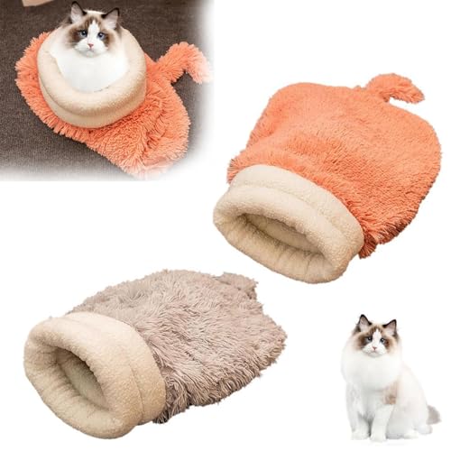 Kuscheliges Plüschbett, Winter, warmer Schlafsack für Katzen, kleine Hunde, weich und bequem, Kätzchen mit Zubehör, Tunnelnest, bedeckt, Winterschlaf, Haustier, niedlicher Schlafsack, Katzenbettsack, von BOWTONG