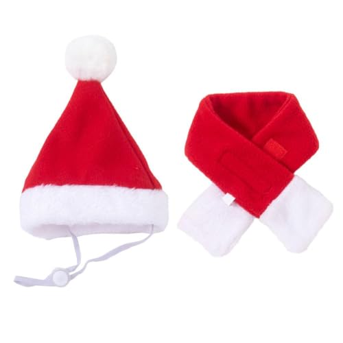 Weihnachtskostüm, Weihnachtsmannmütze mit Schal, Geschenk-Set für kleine, süße Haustiere, Katzen, Größe S/M/L, Outfits für Kätzchen, Kleidung und Weihnachtsmann-Kostüm, kleine Katzen, Hut für Katzen, von BOWTONG