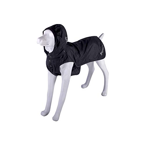 BOXEUR DES RUES Dog Collection Regenmantel für Hunde mit Abnehmbarer Kapuze Unisex - Erwachsene, Schwarz, 43 cm von BOXEUR DES RUES