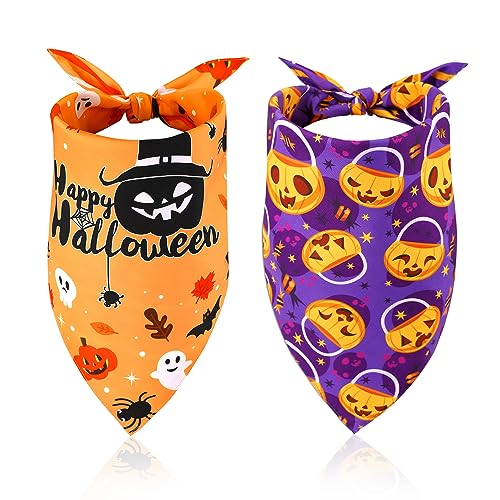 2St Halloween Hundehalstücher, Verstellbar Doppelseitig Haustier Lätzchen, Kürbis Hundehalstuch, Dreieckstuch für Hunde, Hundelätzchen für Kleine, Mittelgroße Hunde, Katzen (2 Stile) von BOXOB