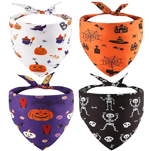 4st Hund Bandana, Chusta dla Psa Spinne Halloween Dreieckstuch Waschbar Atmungsaktiv Haustier Halstuch für Kleine Mittelgroße und Große Hunde und Katzen von BOXOB