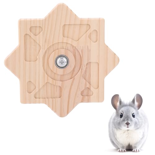 BOXOB Kauspielzeug für Chinchillas, 16cm Drehbares Kauspielzeug aus Holz für Chinchillas Interessant Zubehör für Chinchillakäfige Spielzeug zum Zähneknirschen für Kaninchen Chinchillas (Sternform) von BOXOB